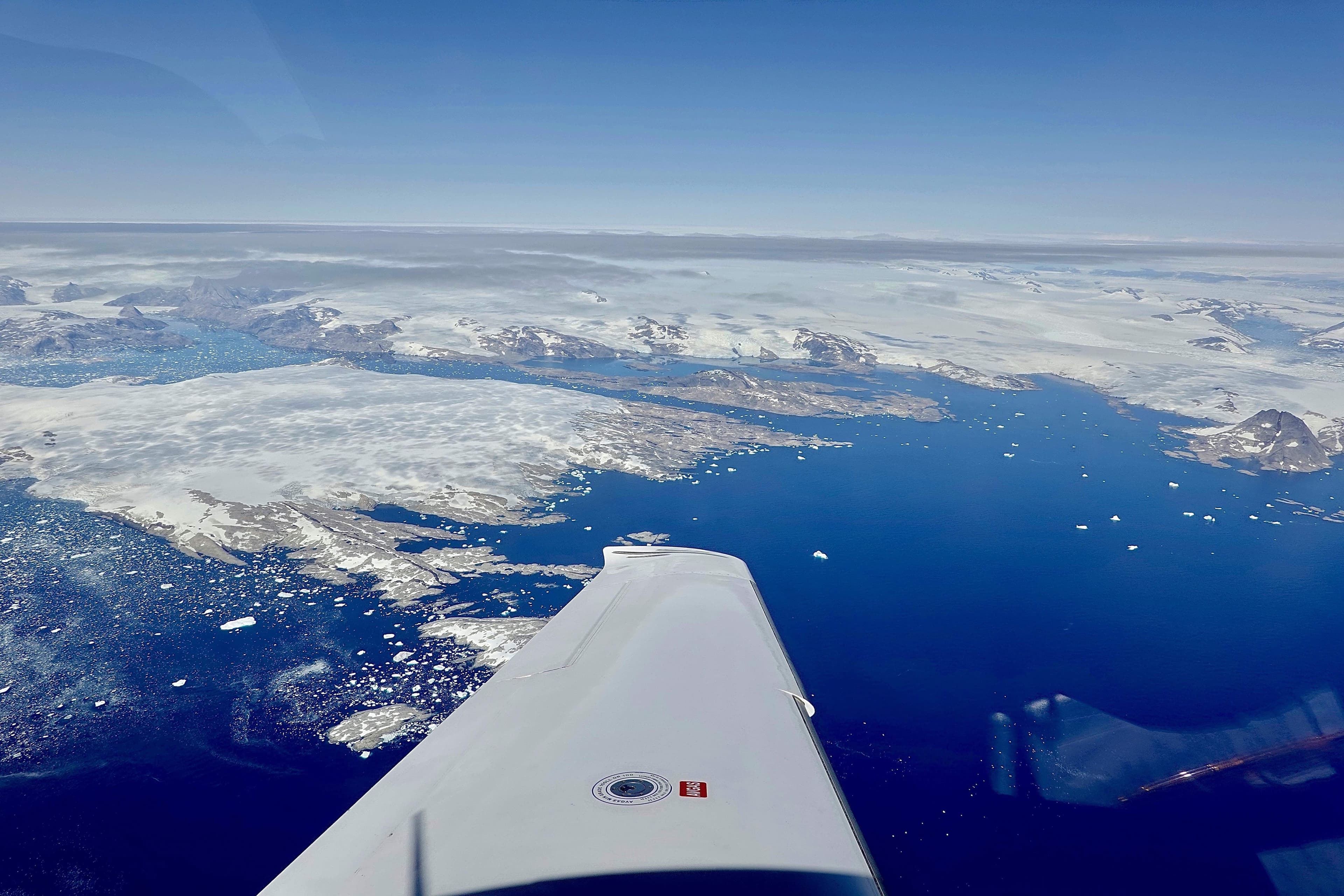 Flying over Greenland during the Atlantic crossing